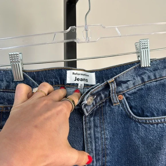 Reformation Jeans blue denim midi skirt size 26 - Picture 3 of 4